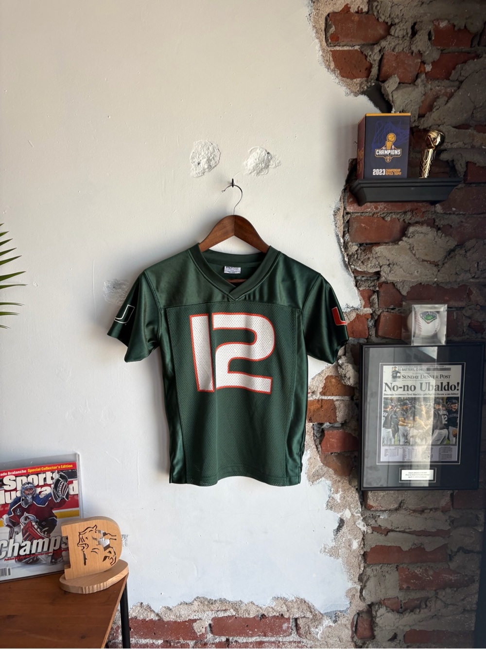 Miami Hurricanes Football Jersey Pre Edge Size Youth 8/10